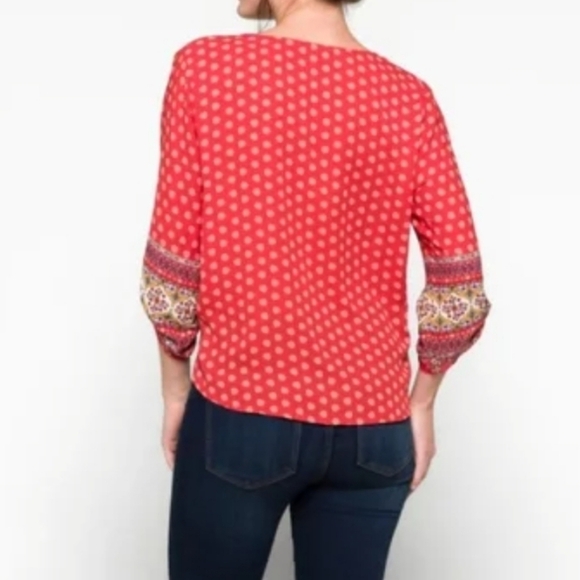 West key Talina Tie Front Boho Colorful Blouse Medium - Picture 10 of 10